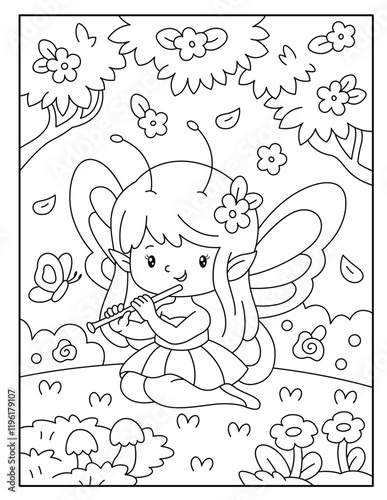 Beautiful fairy coloring pages for kids