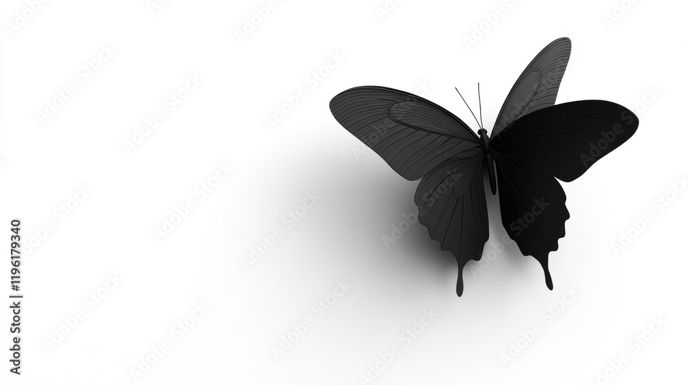 Fototapeta premium Black Butterfly on White Background