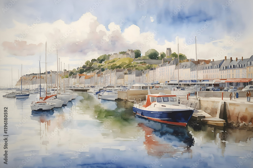 Fototapeta premium Lorient French Landscape Painting Illustration Art