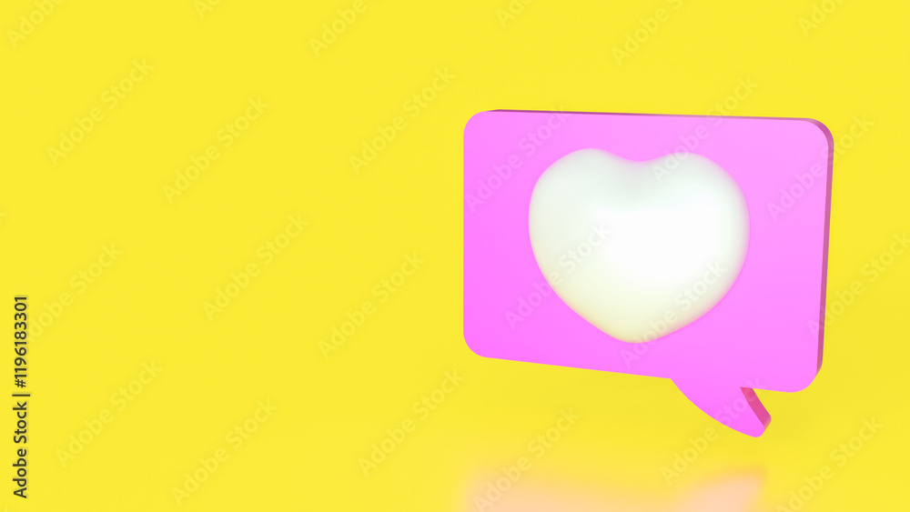 Heart on Balloon text on yellow Background 3d Rendering. Heart on Balloon text on yellow Background 3d Rendering.