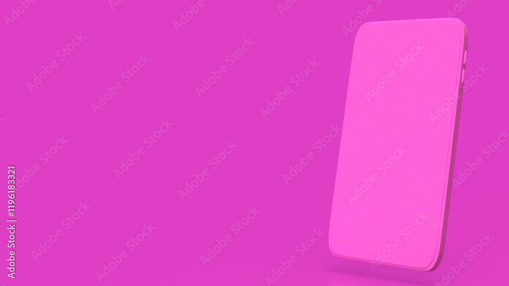 Smart phone on pink Background 3d Rendering.