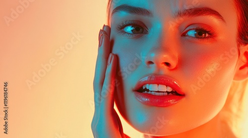 Neon Portrait: A Stunning Close-Up of a Woman's Face