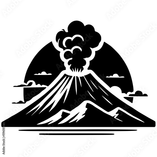 Silhouette of volcano eruption vector design