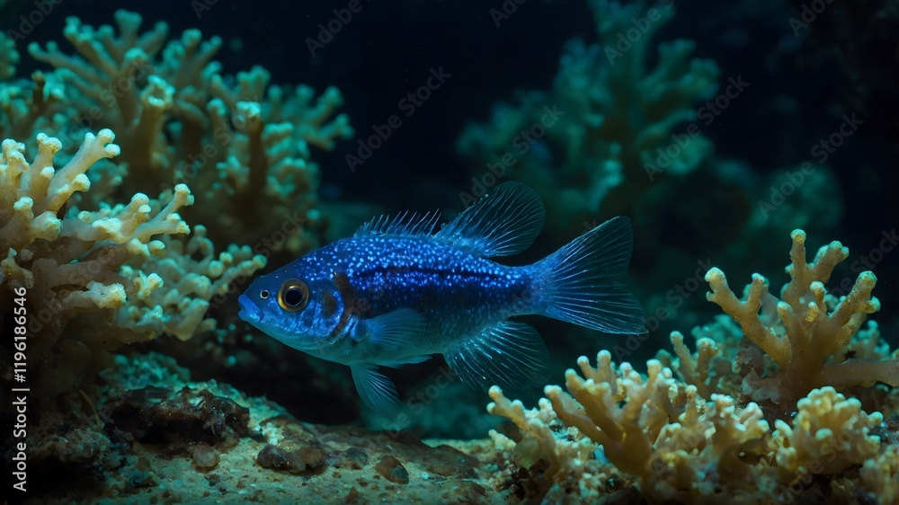 Luminous Tranquility: The Vibrant Devils Hole Pup-fish in a Enchanted Cave Luminous Tranquility: The Vibrant Devils Hole Pup-fish in a Enchanted Cave
