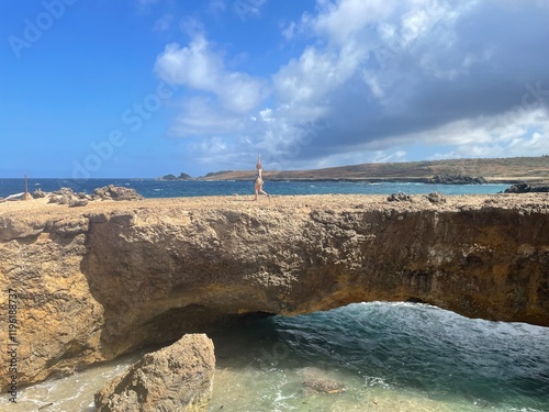 Scenic coastal landscape with rock formation