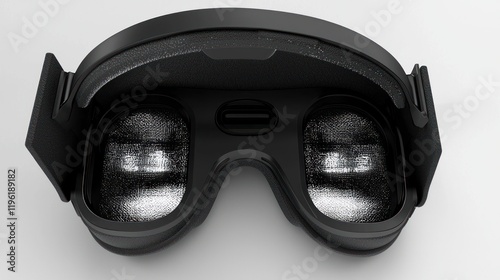 A pair of virtual reality goggles viewed from above.