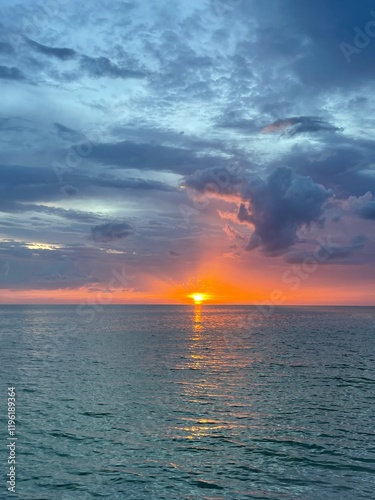 Serene sunset over tranquil sea