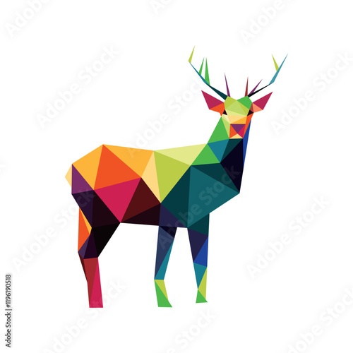 Colorful deer Polygonal low poly logo icon.eps