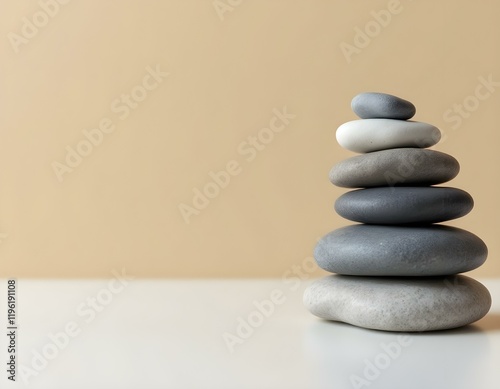 zen, stones, stacked, arranged, flat, white, surface, beige, background, clean, balance, harmony, calm, minimalist, serene, tranquil, meditative, peaceful, nature, simplicity, alignment, symmetry, photo