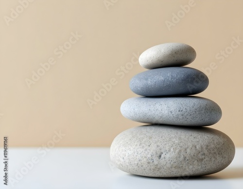 zen, stones, stacked, arranged, flat, white, surface, beige, background, clean, balance, harmony, calm, minimalist, serene, tranquil, meditative, peaceful, nature, simplicity, alignment, symmetry, photo