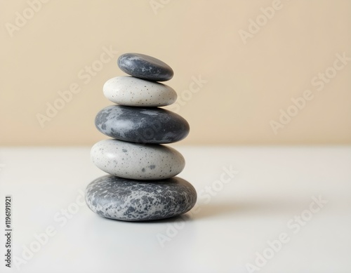 zen, stones, stacked, arranged, flat, white, surface, beige, background, clean, balance, harmony, calm, minimalist, serene, tranquil, meditative, peaceful, nature, simplicity, alignment, symmetry, photo