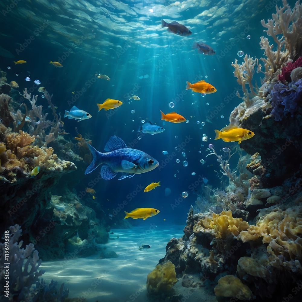 Obraz premium Underwater Fantasy: The Devils Hole Pup fish in a Surreal Realm