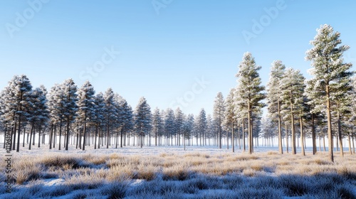 Snowy Pine Forest at Sunrise photo