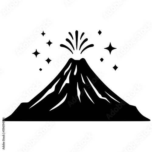 Silhouette of volcano eruption vector design