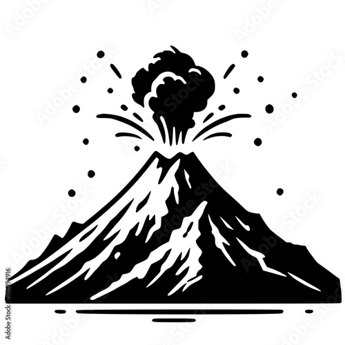 Silhouette of volcano eruption vector design