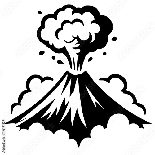 Silhouette of volcano eruption vector design