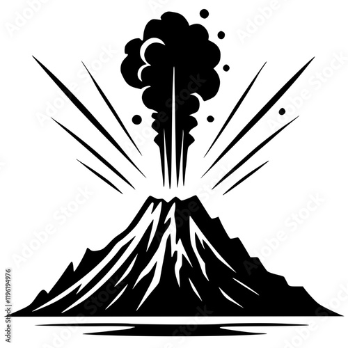 Silhouette of volcano eruption vector design