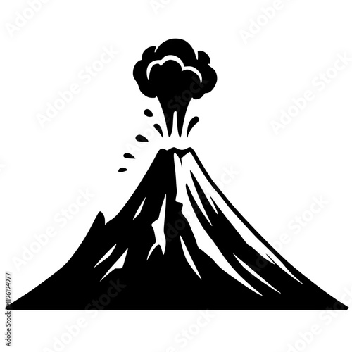 Silhouette of volcano eruption vector design