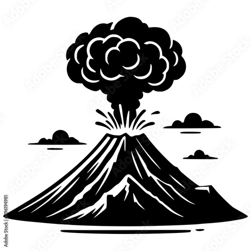 Silhouette of volcano eruption vector design