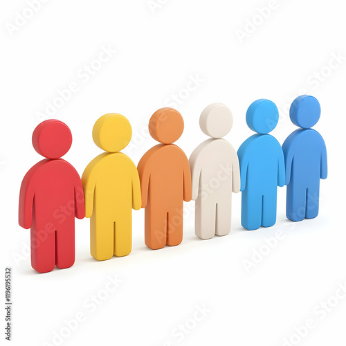 Wallpaper Mural Colorful 3D People in a Row, figures, icons, human, team, group Torontodigital.ca