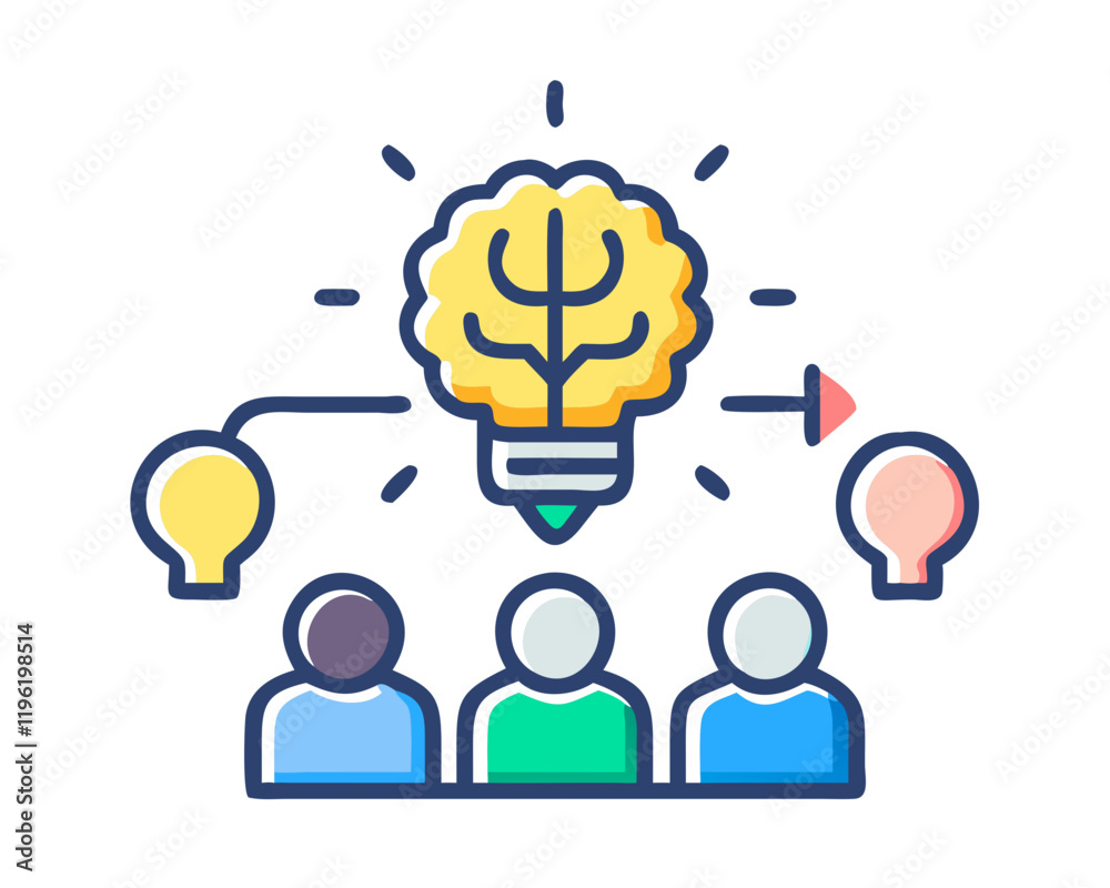 Collaborative Innovation and Brainstorming Concept Illustration,ollaborative innovation icon Vector Collaborative Innovation and Brainstorming Concept Illustration,ollaborative innovation icon Vector