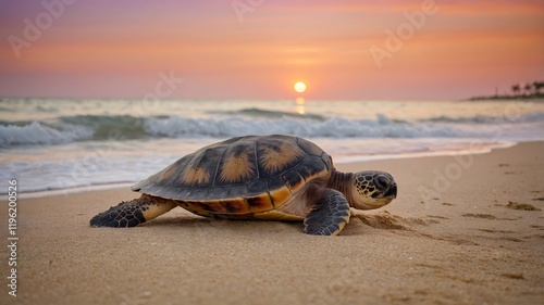 Daybreak Odyssey: A Loggerhead Turtle's Nesting Ceremony
