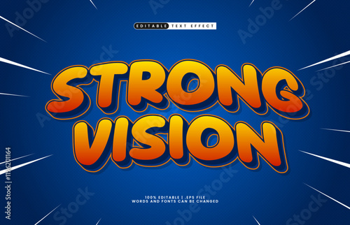 strong vision editable text effect with gradient blue colors