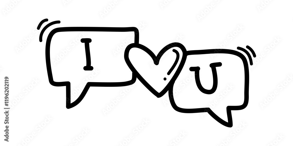 Doodle set of speech bubbles comic with words I LOVE YOU. isolated on white background. vector illustration Doodle set of speech bubbles comic with words I LOVE YOU. isolated on white background. vector illustration