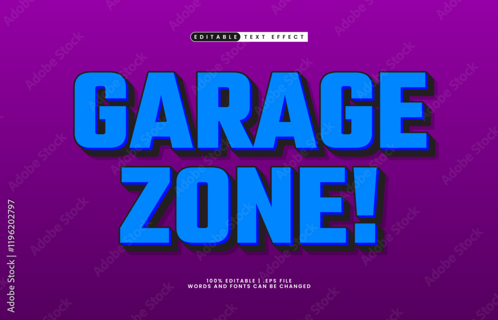 garage zone editable text effect in 3d style garage zone editable text effect in 3d style