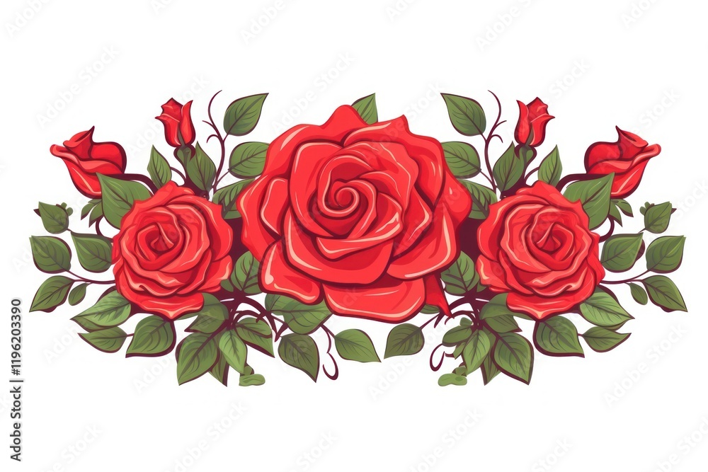 Obraz premium Red rose pattern cartoon flower.