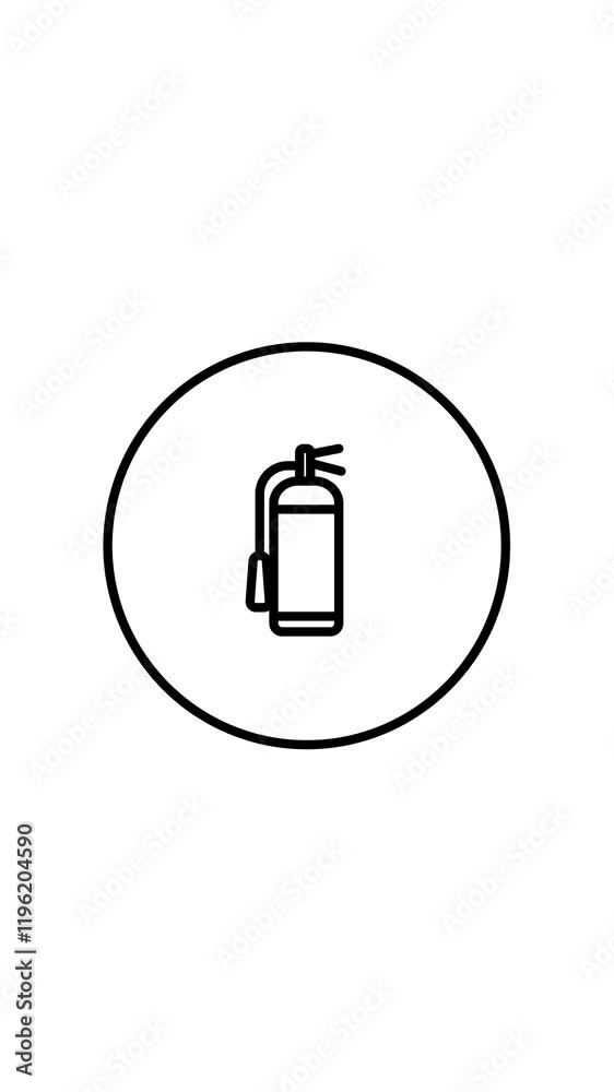 Video animation of Extinguisher circle black and white outline button ...