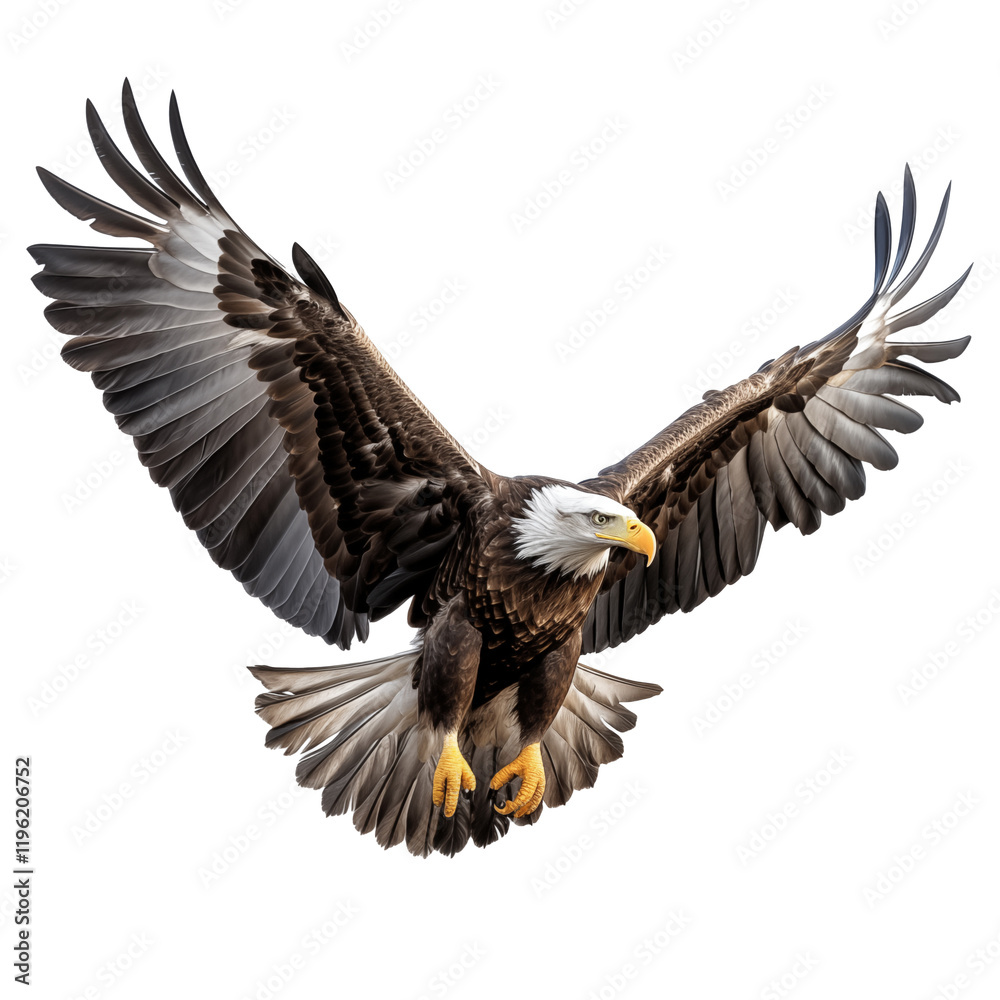 Bald eagle flying on white background. Bald eagle flying on white background.