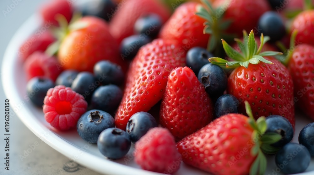 A vibrant assortment of fresh berries displayed in a rustic wooden bowl, showcasing a colorful mix of strawberries, blueberries, raspberries, and blackberries. A vibrant assortment of fresh berries displayed in a rustic wooden bowl, showcasing a colorful mix of strawberries, blueberries, raspberries, and blackberries.