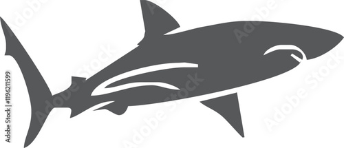 Shark silhouette flat illustration on isolated background