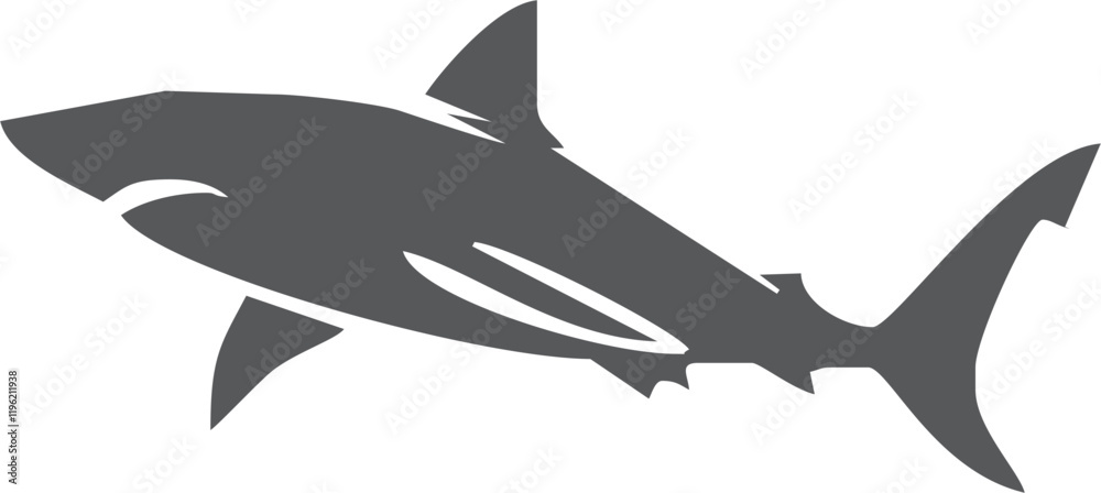 Fototapeta premium Shark silhouette flat illustration on isolated background