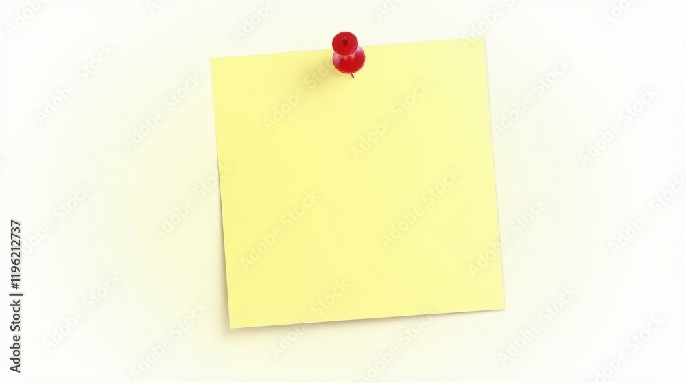 Yellow sticky note with red pin on white background, sticky note, yellow, red pin, isolated Yellow sticky note with red pin on white background, sticky note, yellow, red pin, isolated