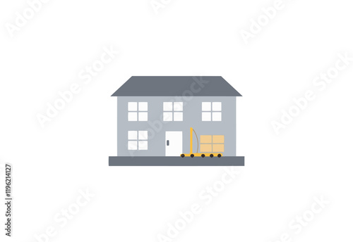 Stylish White Background Warehouse Icon: Ideal for Professional Presentations, Marketing Materials, and Creative Projects