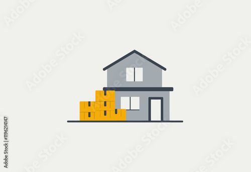 Modern Warehouse Icon on White Background: A Minimalistic Design Perfect for Presentations, Infographics, and Branding Needs