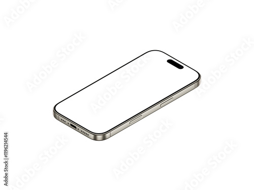 High-Resolution Transparent Smartphone Mockup for App, Design Presentation and Motion Graphics | Detailed PNG Format | Natural Titanium Color