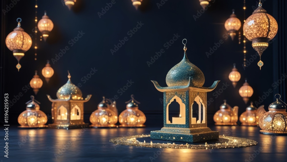 Obraz premium Lantern in a dark space for Ramadhan