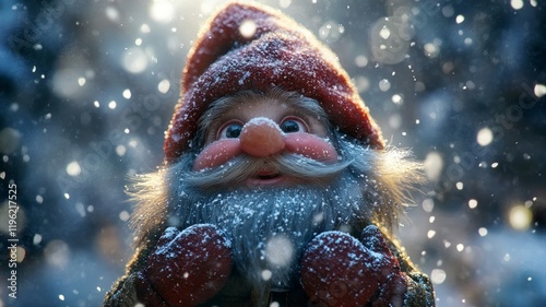 Joyful Gnome in Winter Wonderland