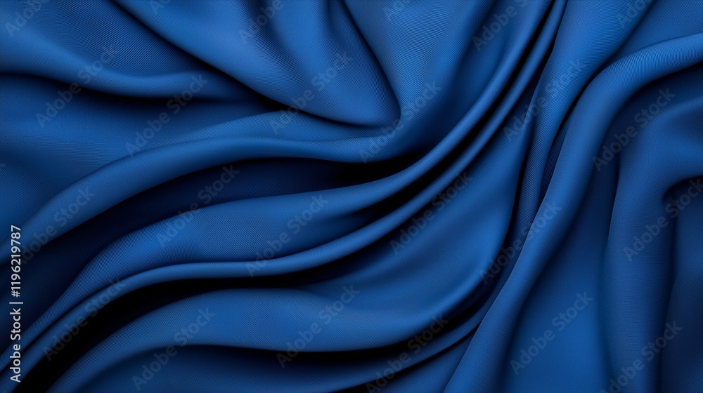Obraz premium Textured blue fabric draped elegantly, showcasing rich color and depth with soft, flowing folds.