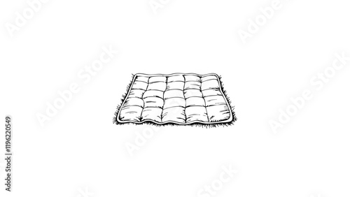 Summer picnic blanket sketch on white background, relaxation concept