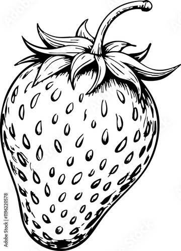 Sketch of a strawberry on white background, health concept