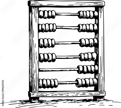 Sketch of an abacus on a white background, education symbol