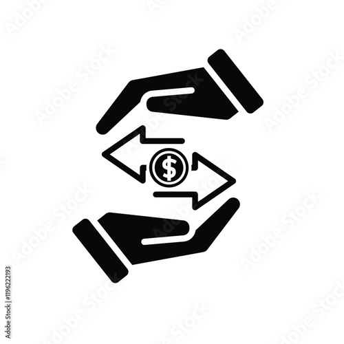 coin icon. cash back with dollar in hand. money management vector, business and finance icon, indicating continuous movement. solid design style