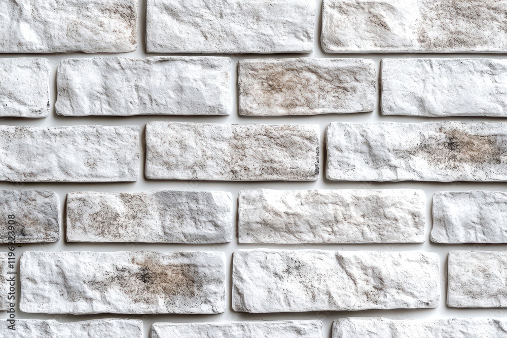 Fototapeta premium Whitewashed brick wall texture background, interior design