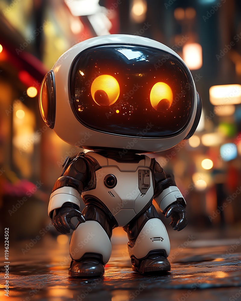 custom made wallpaper toronto digitalCute robot in city at night.