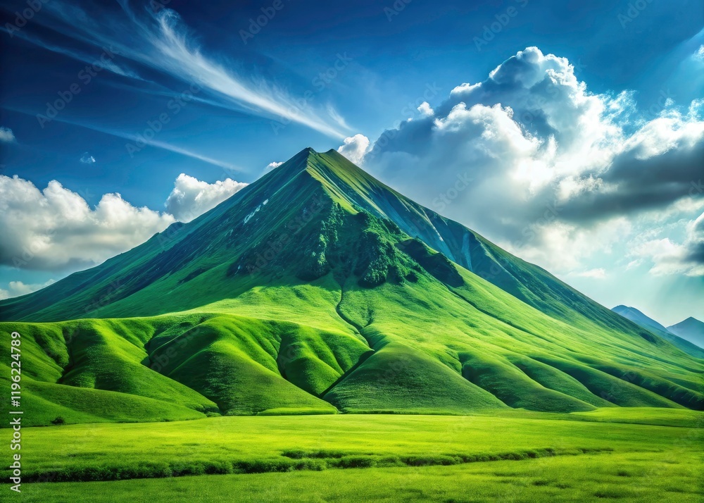 Naklejka premium Minimalist Green Mountain Landscape Photography: Kirpa Backgrounds, Scenic Nature