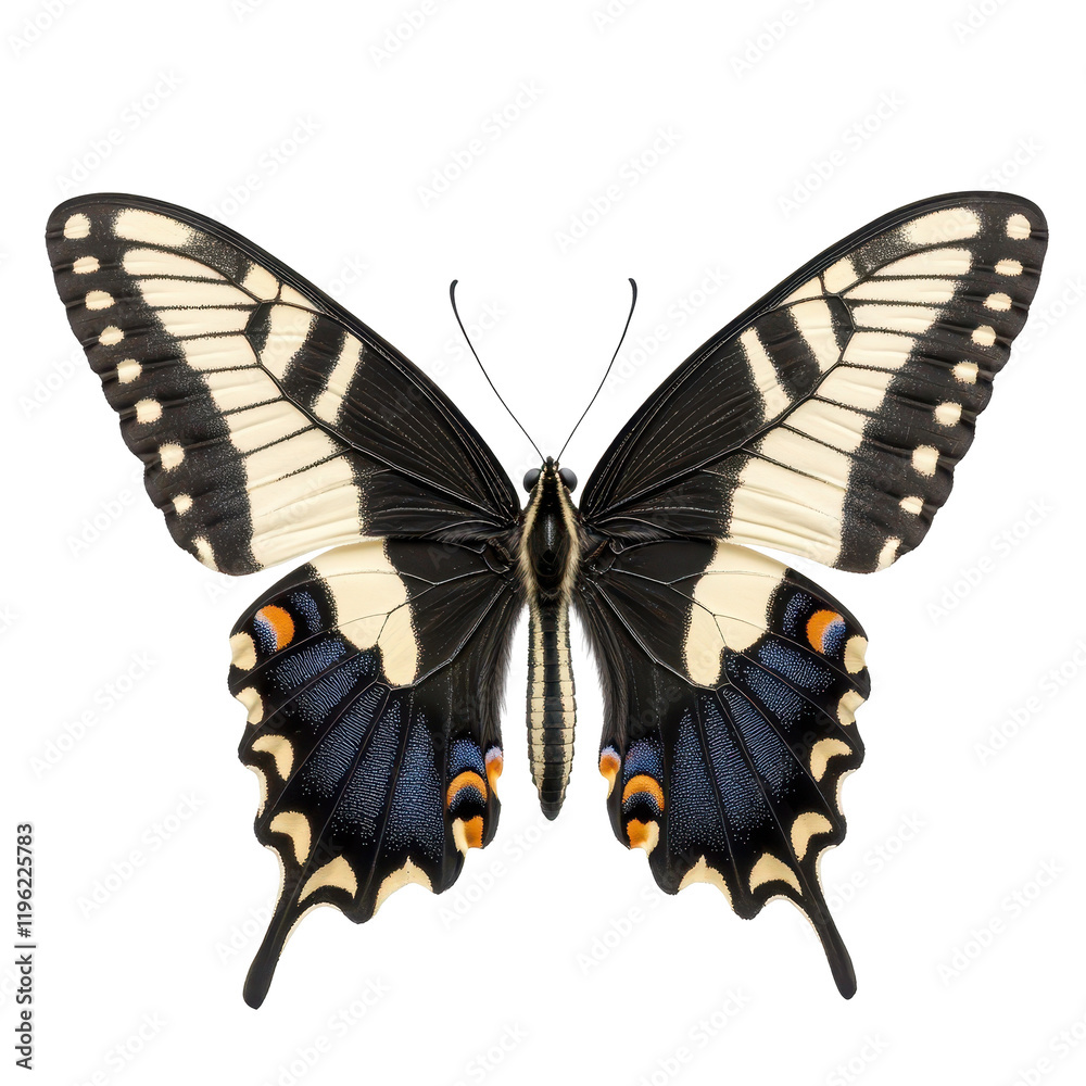 Fototapeta premium A stunning butterfly displaying intricate patterns and vibrant colors in detail. transparent background